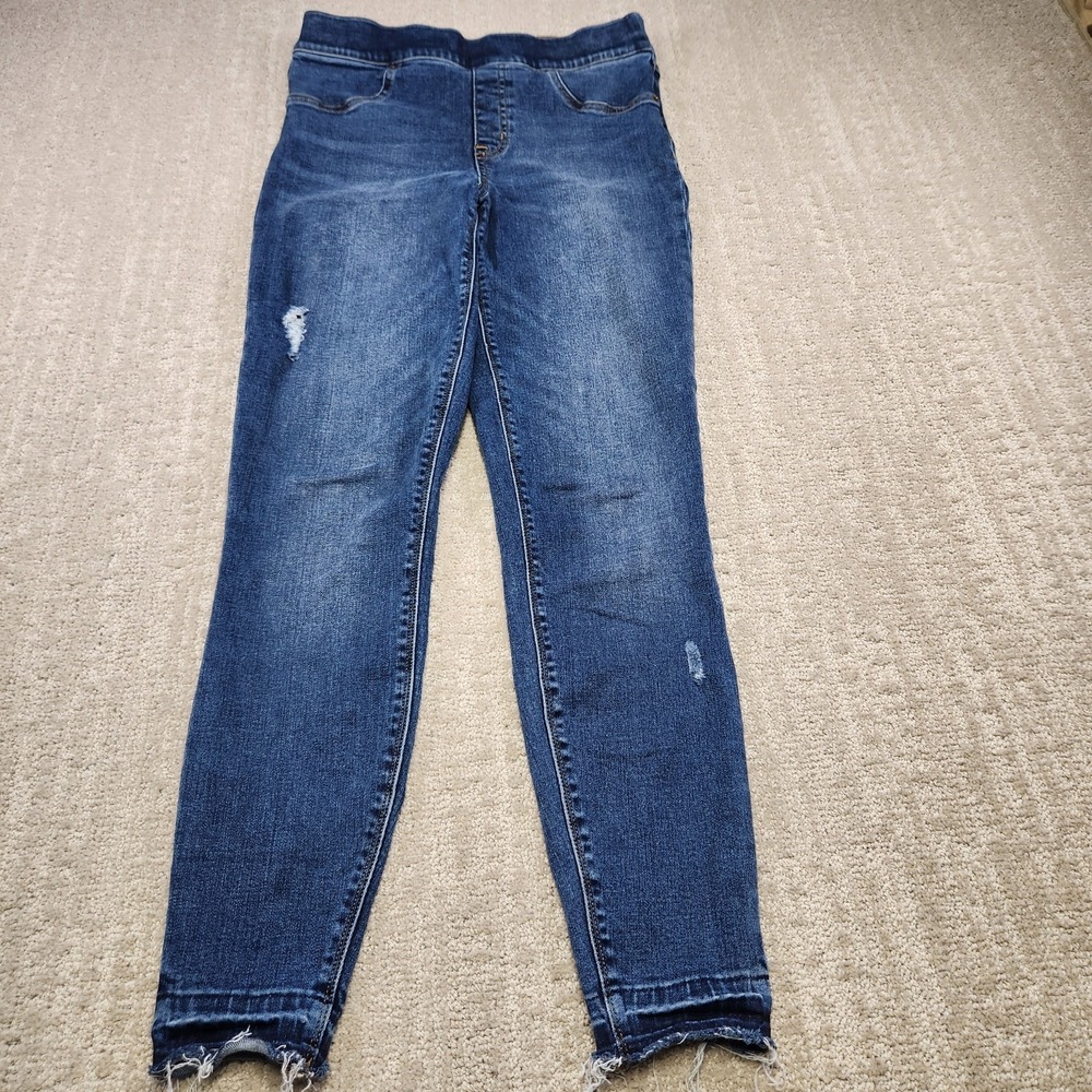 Spanx Jeans Women Medium Stretch Jegging Skinny High Rise Raw Hem Denim